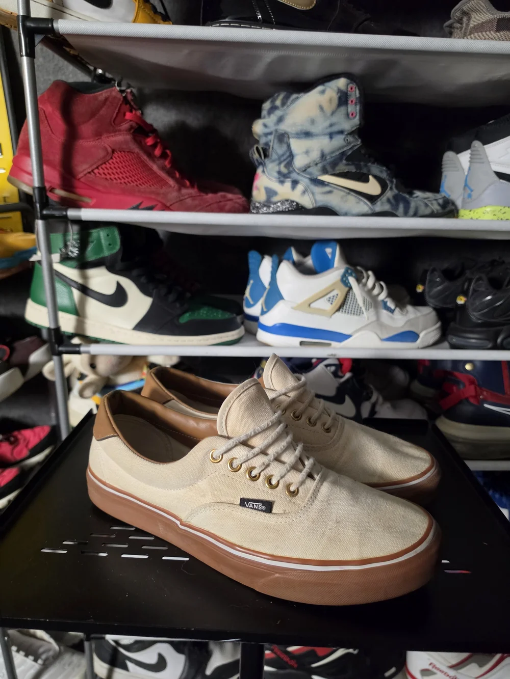 🔥 Vans Tan Canvas Low Top Sneakers Men Size 10 Gum Sole